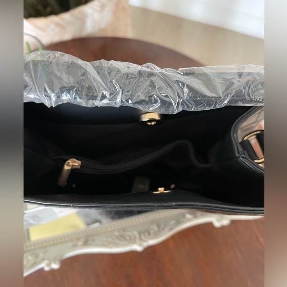 AOTA Elena Vegan Black Mock Croc Embossed Bucket Crossbody Bag Black - Picture 7 of 7